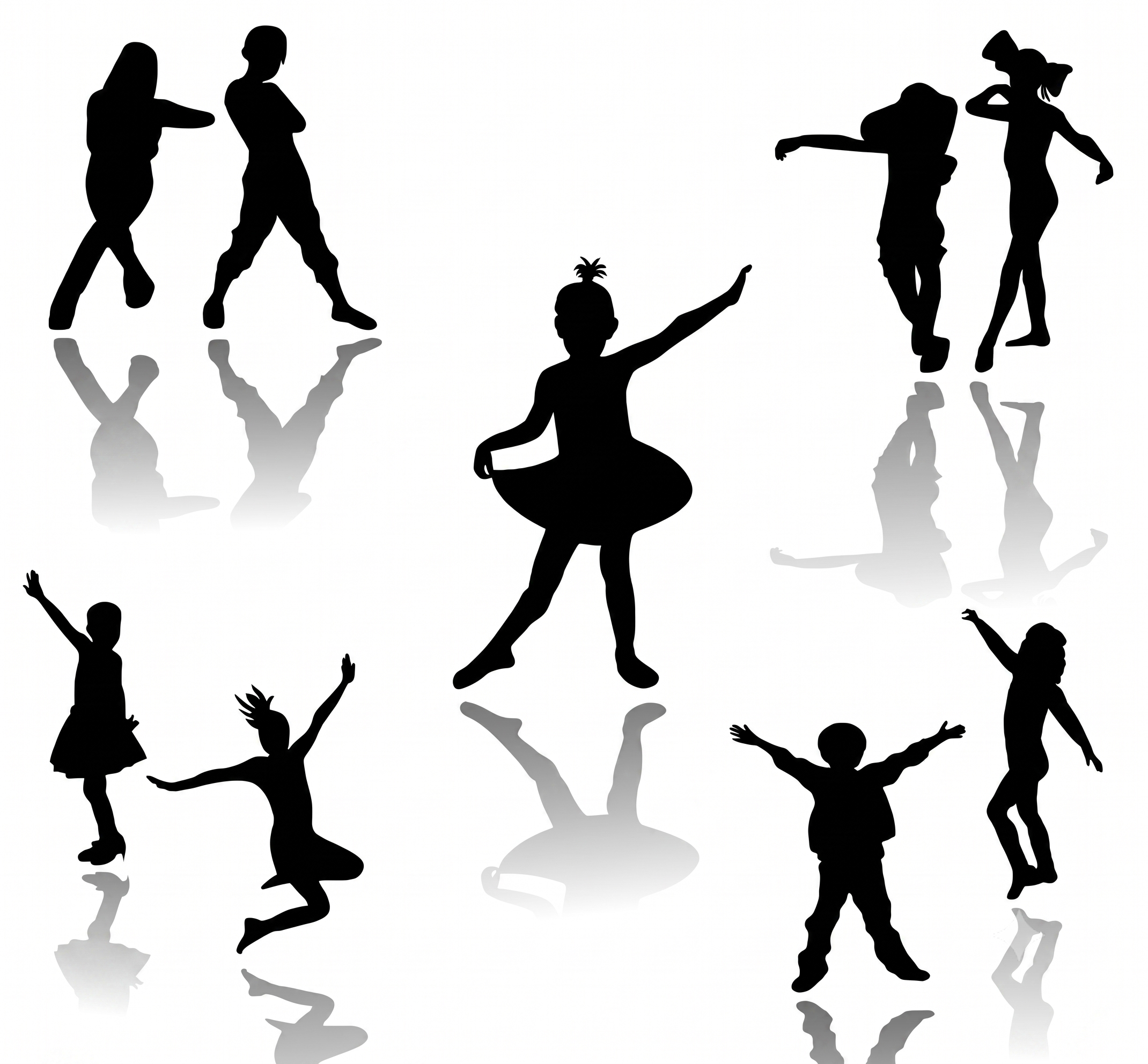Silhouettes d'enfants qui dansent